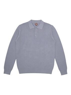 Common People Massie Blue Collar Cotton Sweater Knit Long Sleeve Regular Fit